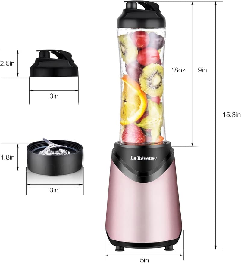 Personal Smoothie Blender with 18 oz Bottle (Pink)