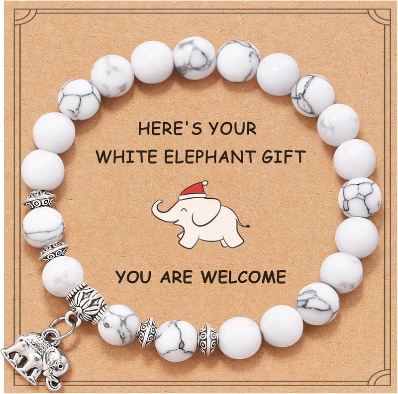 White Elephant Bracelet for Adults
