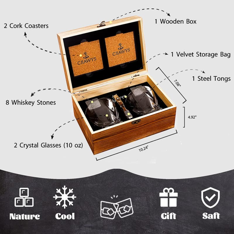 Christmas Whiskey Stones Gift Set for Men