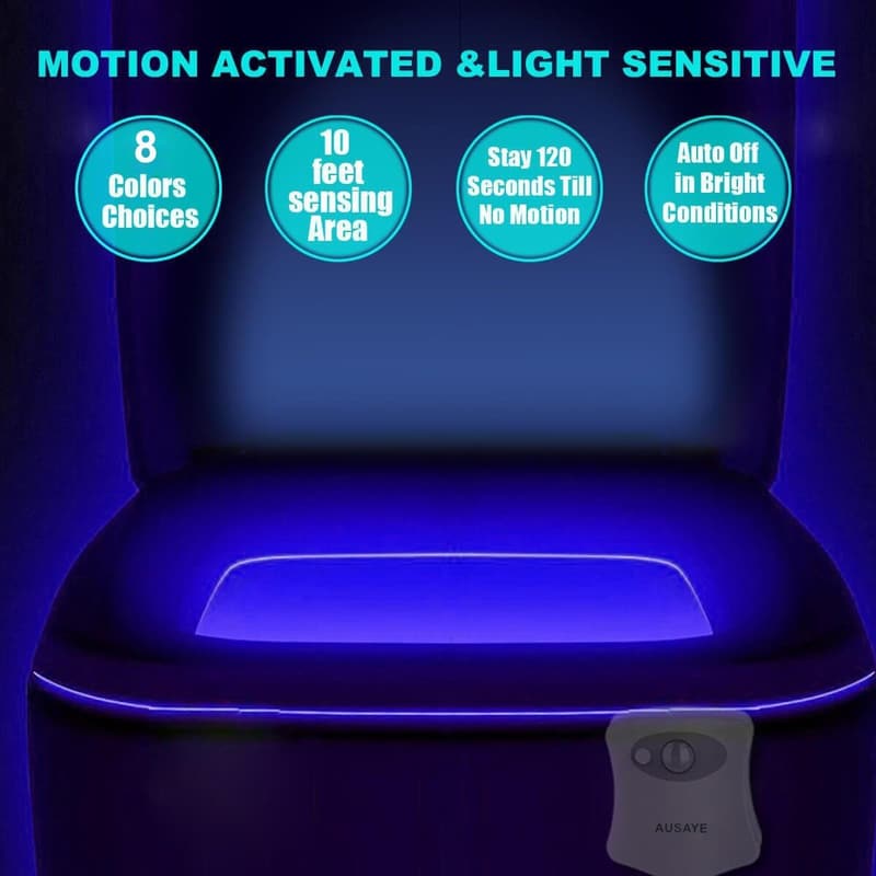 Christmas Toilet Night Light - Motion Sensor, 8-Color LED