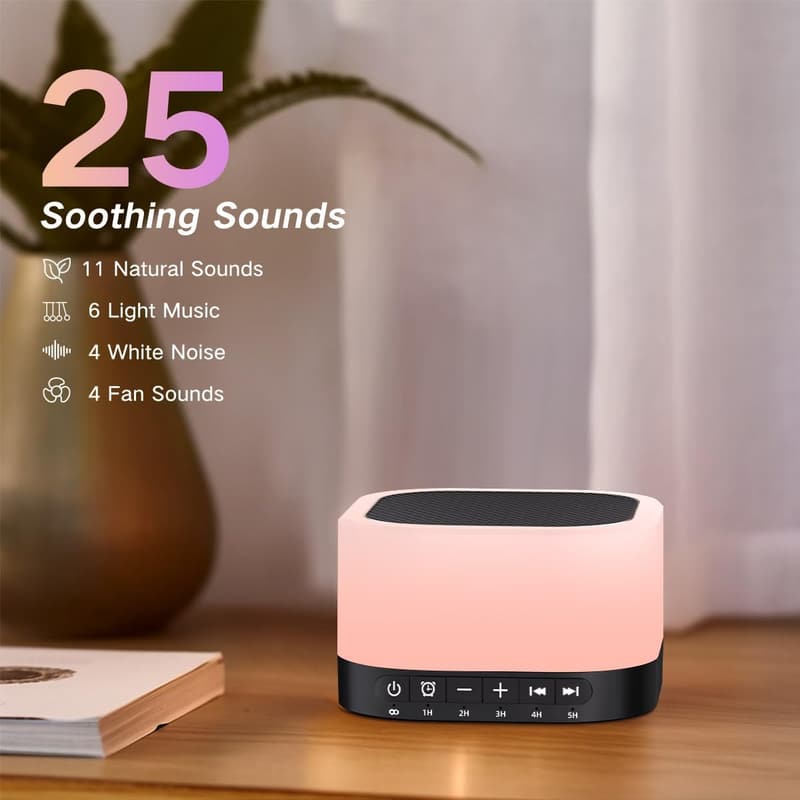 Sleep Sound Machine with 25 Sounds & 12-Color Light