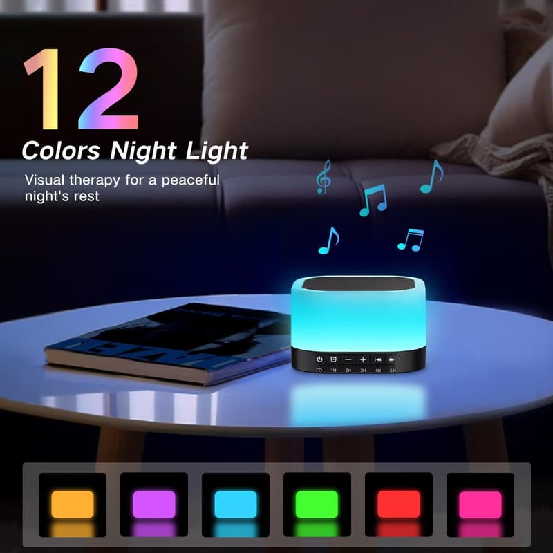 Sleep Sound Machine with 25 Sounds & 12-Color Light