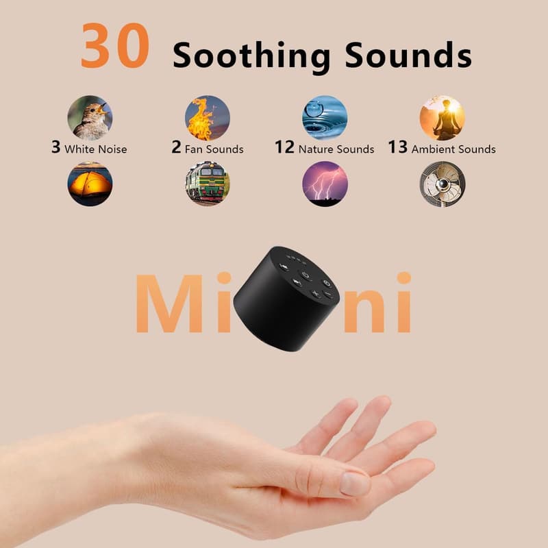 Portable White Noise Machine, 30 Sounds & Timer Options