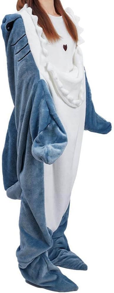 Wearable Shark Onesie Blanket for Adults & Kids