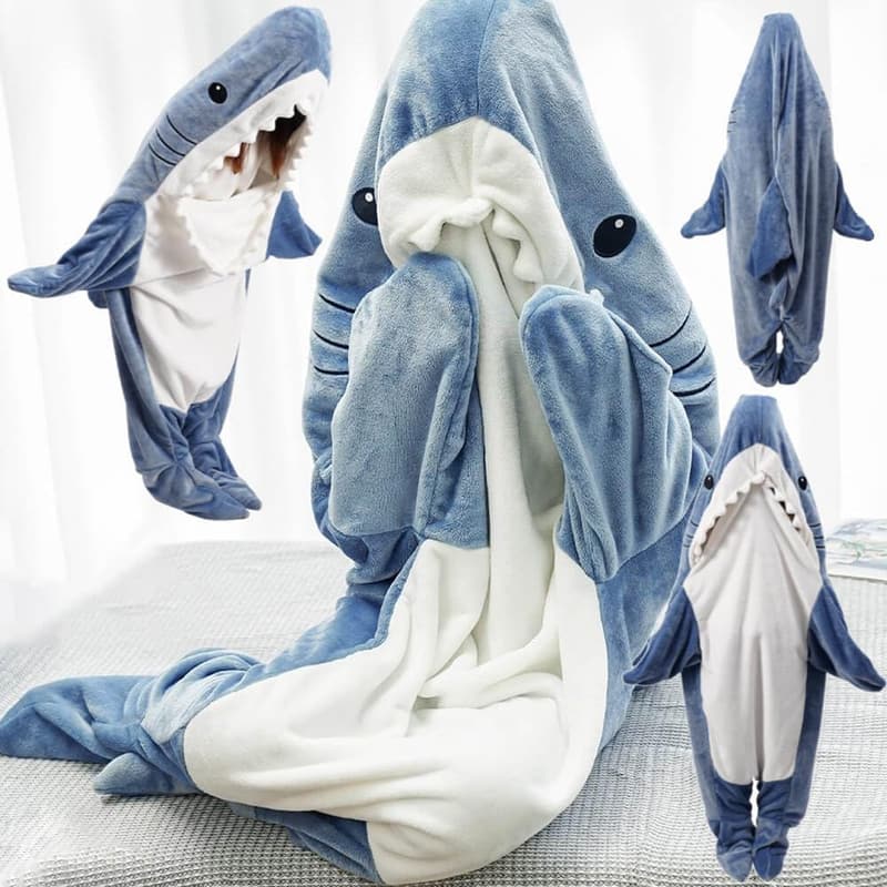 Wearable Shark Onesie Blanket for Adults & Kids