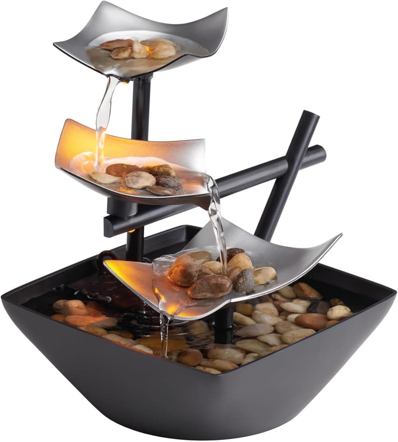 Tabletop Water Fountain with River Rocks, 8.25