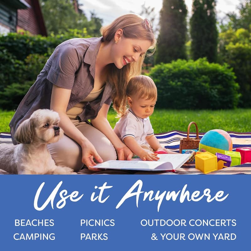 Summer Outdoor Picnic Blanket, Water-Resistant Dual Layer