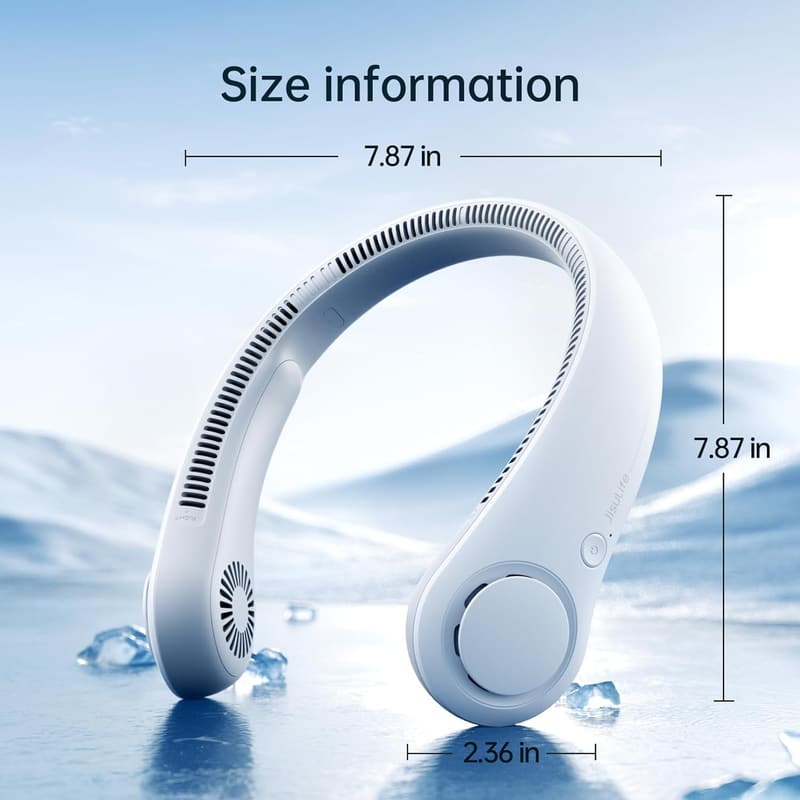 Wearable Neck Fan, Bladeless & Twistable, Rechargeable