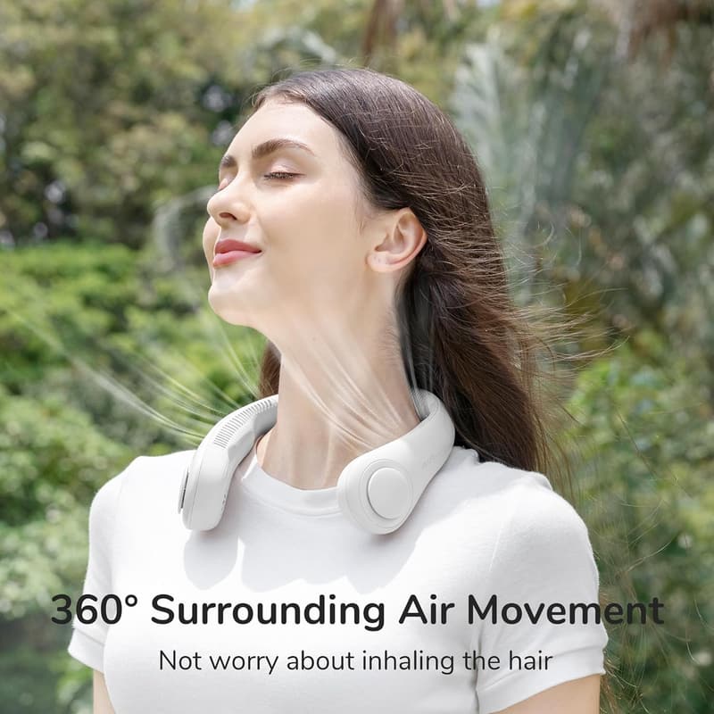 Wearable Neck Fan, Bladeless & Twistable, Rechargeable