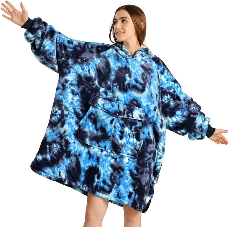 Birthday Gift Oversized Sherpa Blanket Hoodie with Pocket