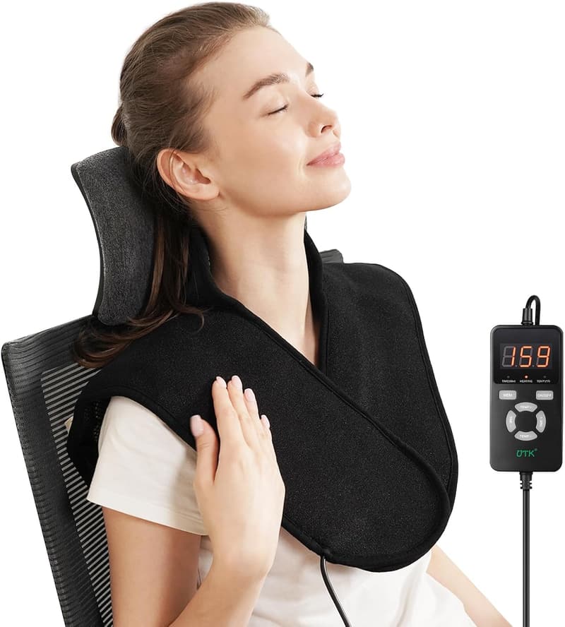 Heating Pad with Jade & Tourmaline Stones, Neck & Shoulder