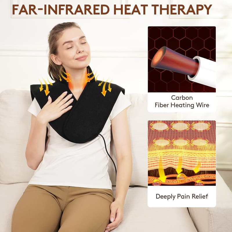 Heating Pad with Jade & Tourmaline Stones, Neck & Shoulder