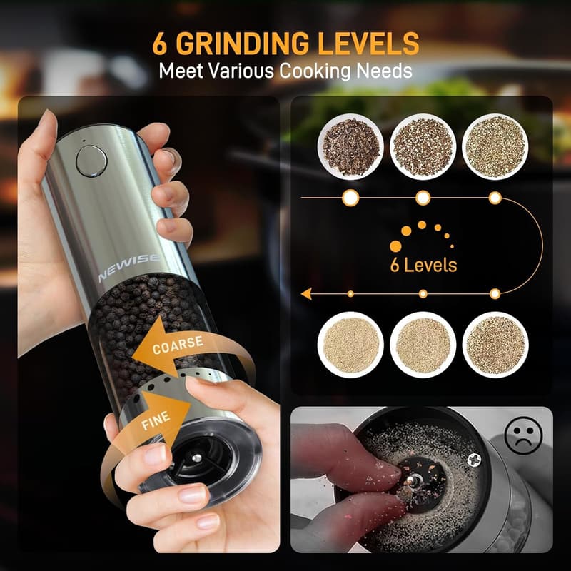 Rechargeable Electric Salt & Pepper Grinder Set
