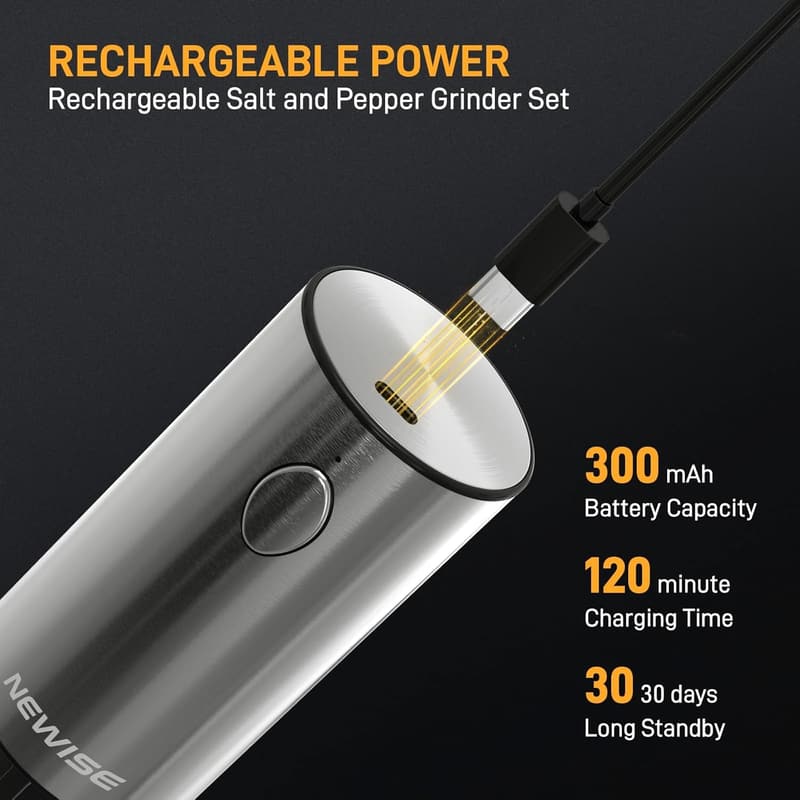 Rechargeable Electric Salt & Pepper Grinder Set