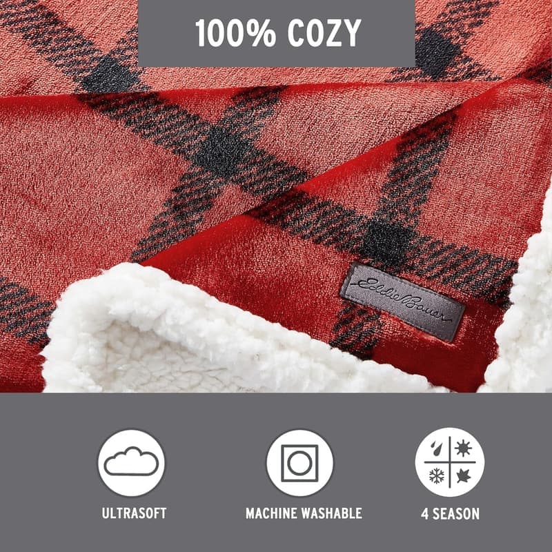 Christmas Sherpa Fleece Throw Blanket - Plaid Design
