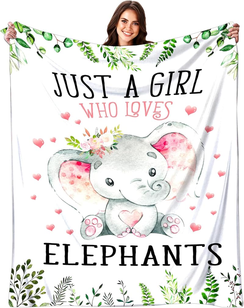 Elephant Lover's Soft Flannel Throw Blanket 50