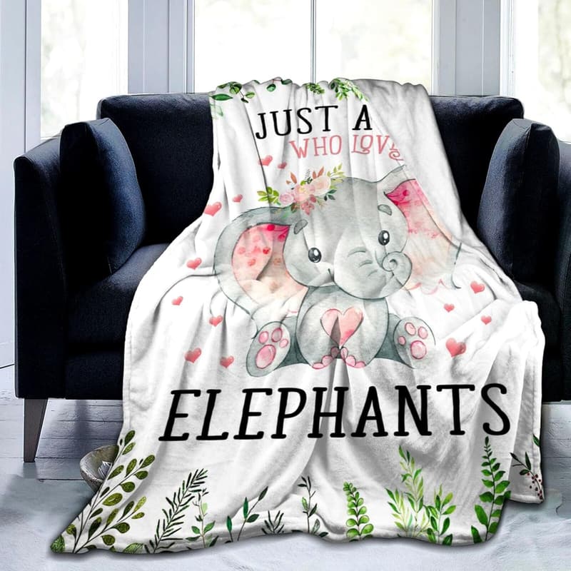 Elephant Lover's Soft Flannel Throw Blanket 50