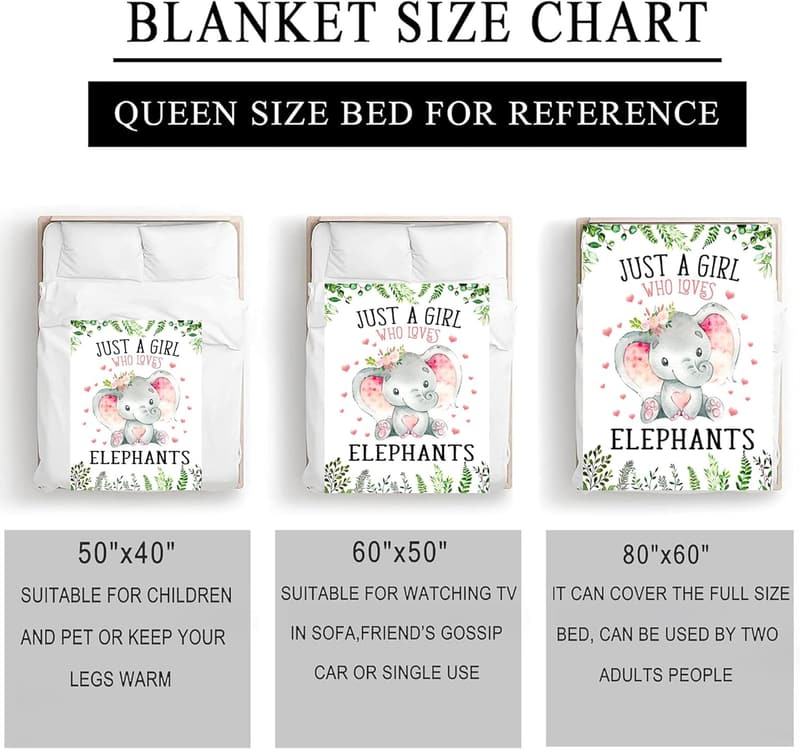 Elephant Lover's Soft Flannel Throw Blanket 50