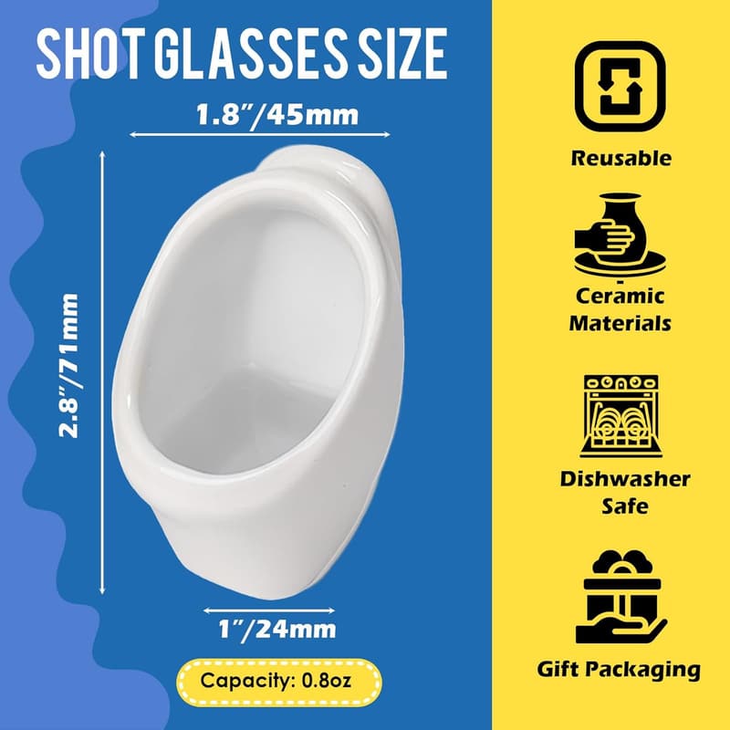 White Elephant Urinal Shot Glasses - Secret Santa Humor