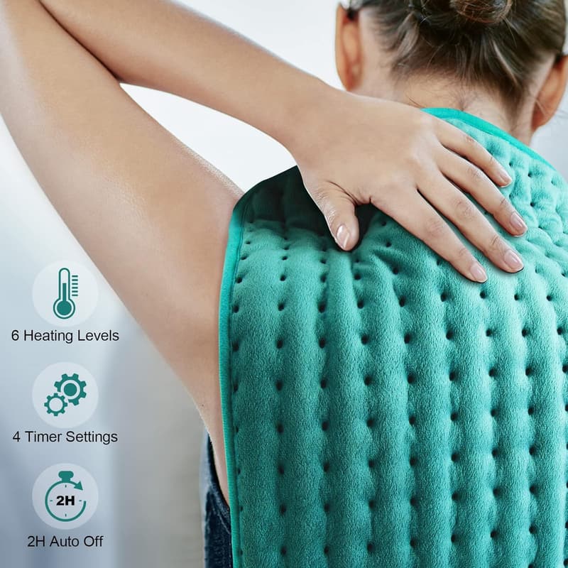 Pain Relief Heating Pad for Back & Neck with 6 Heat Settings