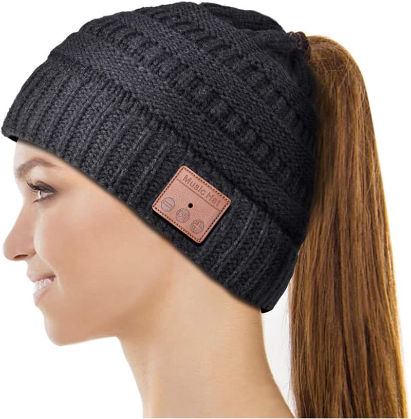 Christmas Ponytail Bluetooth Beanie for Women