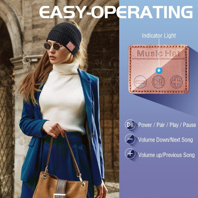 Christmas Ponytail Bluetooth Beanie for Women