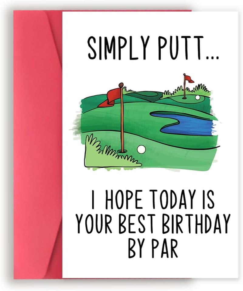 Birthday Golf Card for Men, Snoopy Design