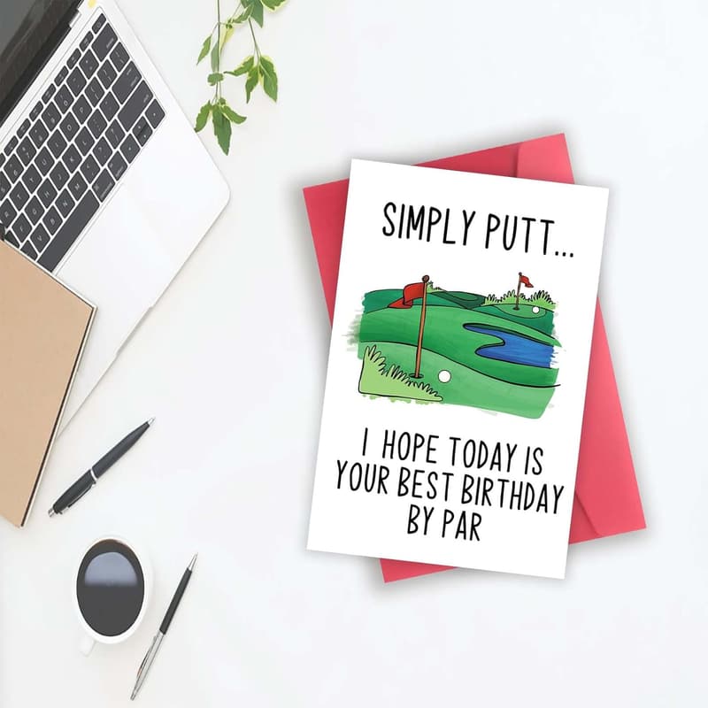 Birthday Golf Card for Men, Snoopy Design