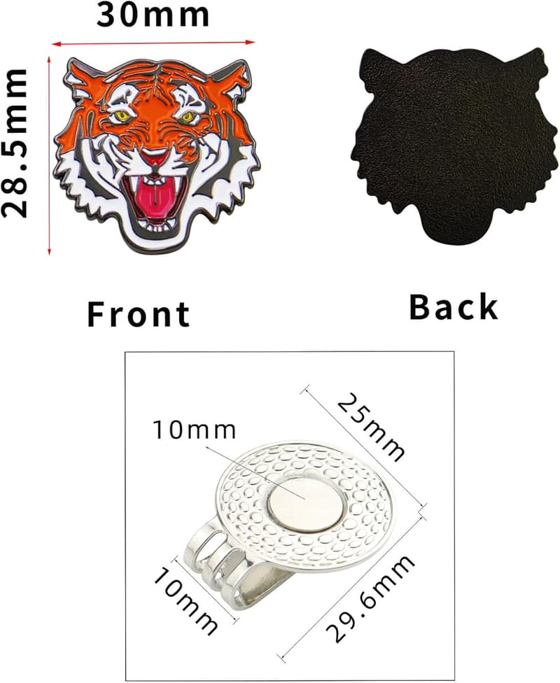 Golf Ball Marker with Tiger Head Clip - Fun Design