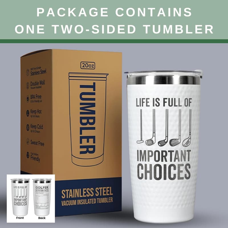 Father's Day Golf Tumbler - 20 Oz Stainless Steel