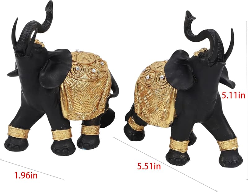 Feng Shui Black Elephant Statue Decor Set