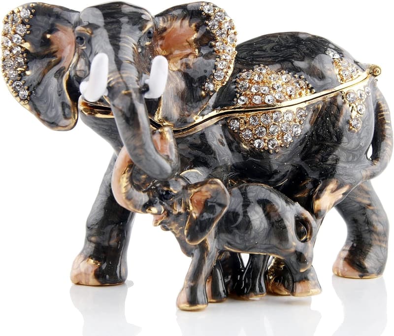 Mother & Child Elephant Trinket Box