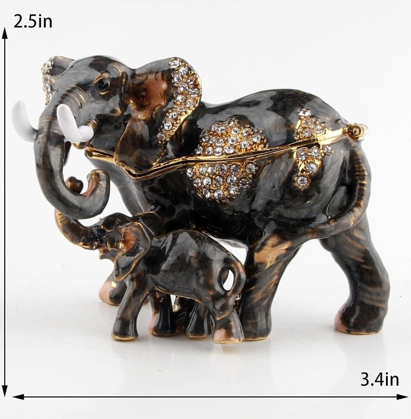 Mother & Child Elephant Trinket Box