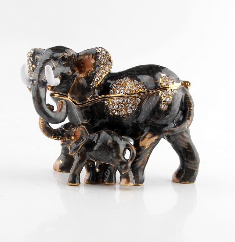 Mother & Child Elephant Trinket Box