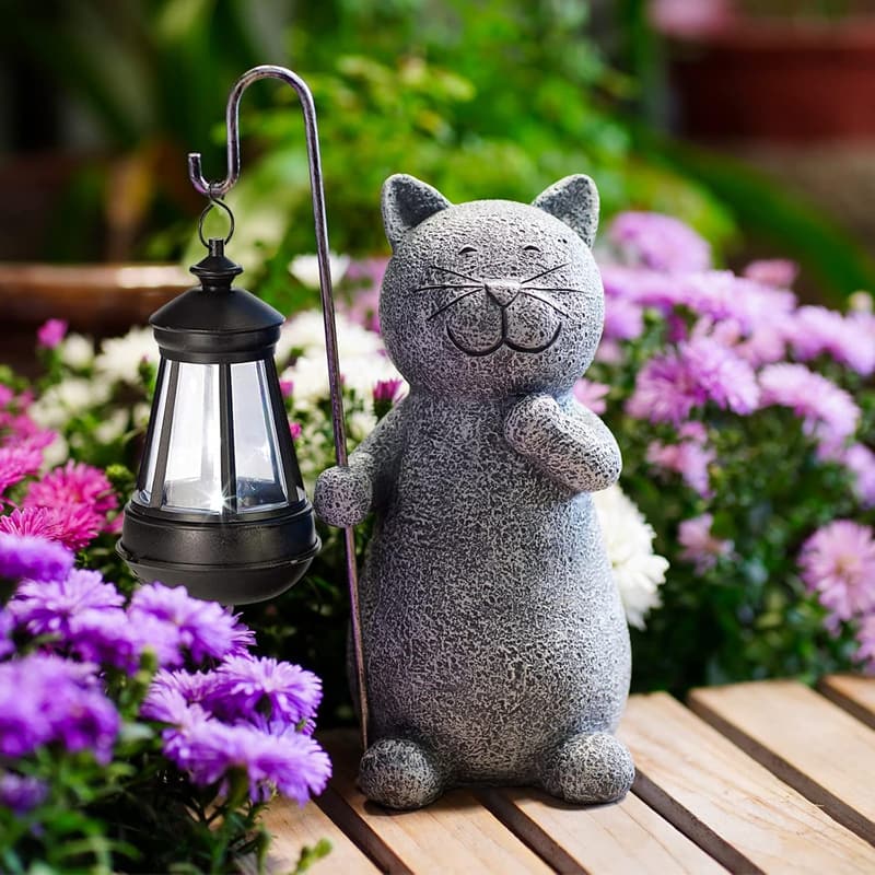 Mothers Day Solar Cat Garden Statue for Women