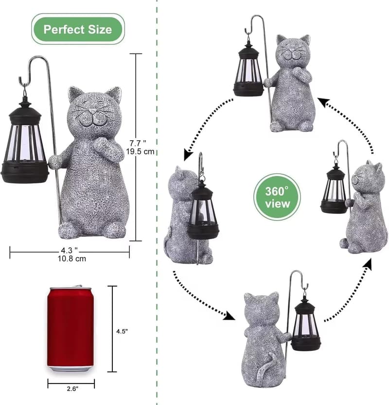 Mothers Day Solar Cat Garden Statue for Women