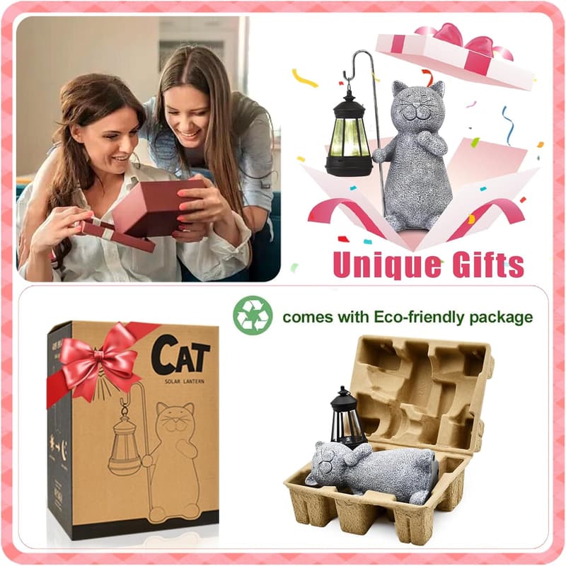 Mothers Day Solar Cat Garden Statue for Women