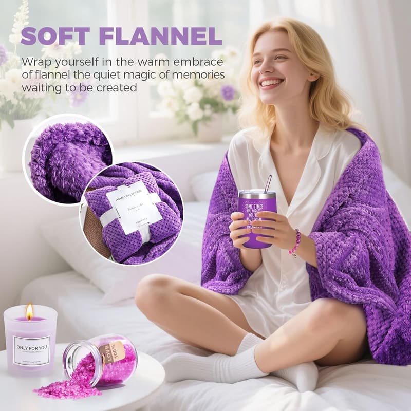 Birthday Lavender Spa Blanket Gift Set for Women