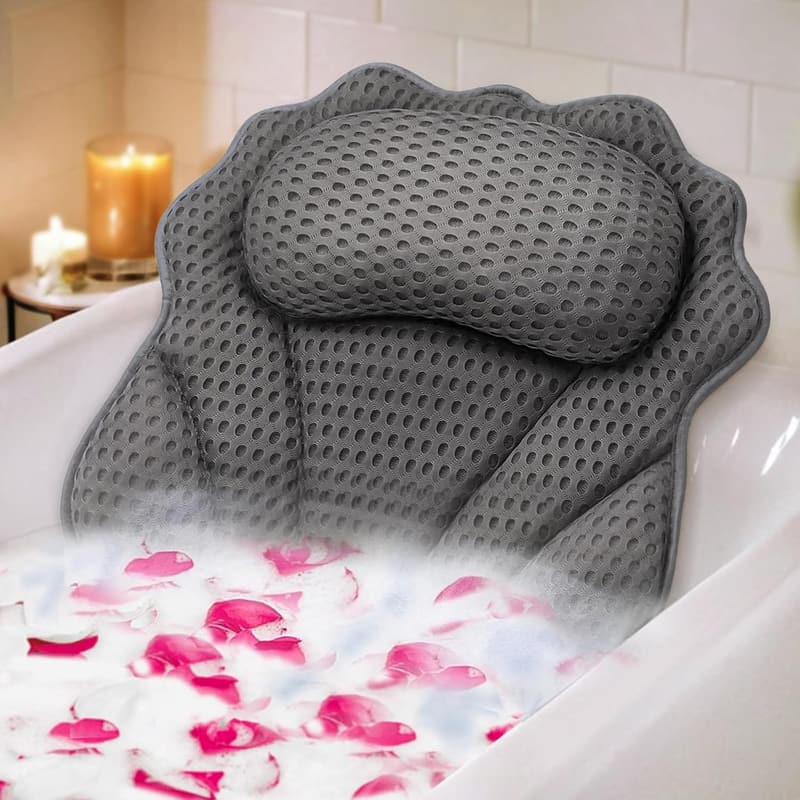 Ergonomic 4D Bath Pillow with Suction Cups