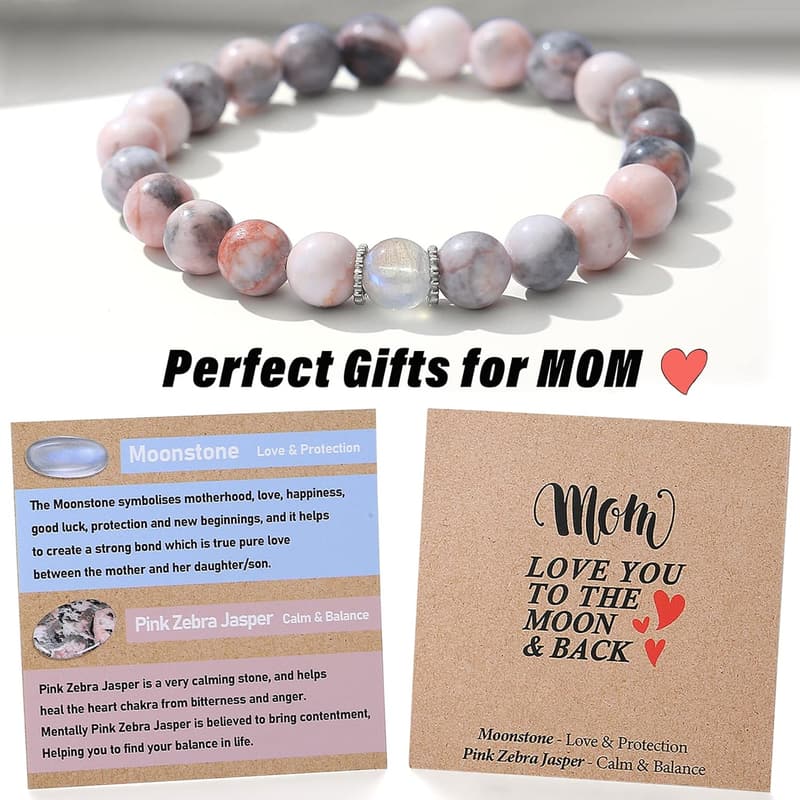 Birthday Moonstone Bracelet for Mom - Handmade & Personalized