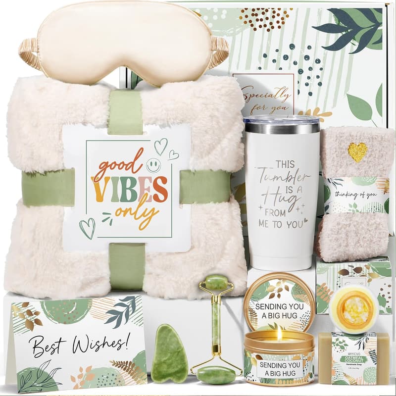 Get Well Soon Women's Spa Gift Basket with Blanket