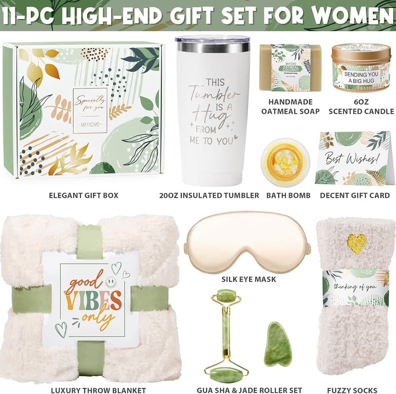 Get Well Soon Women's Spa Gift Basket with Blanket