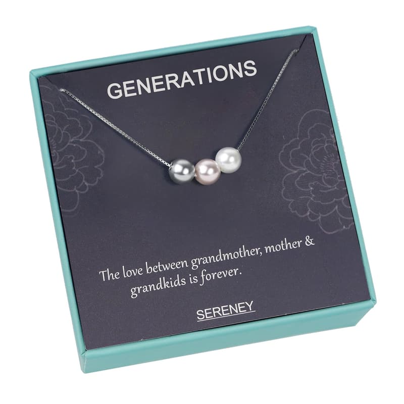 Grandma Birthday Pearl Necklace, Sterling Silver