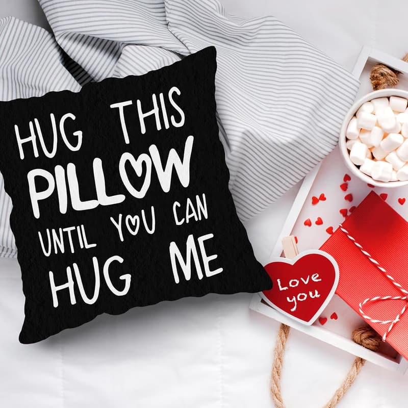 Long-Distance Love Pillow Cover, 18x18 Black