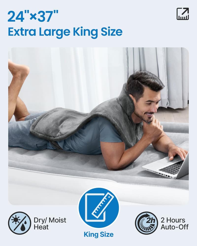 Mother's Day Heating Pad, XL Gray, Back Relief