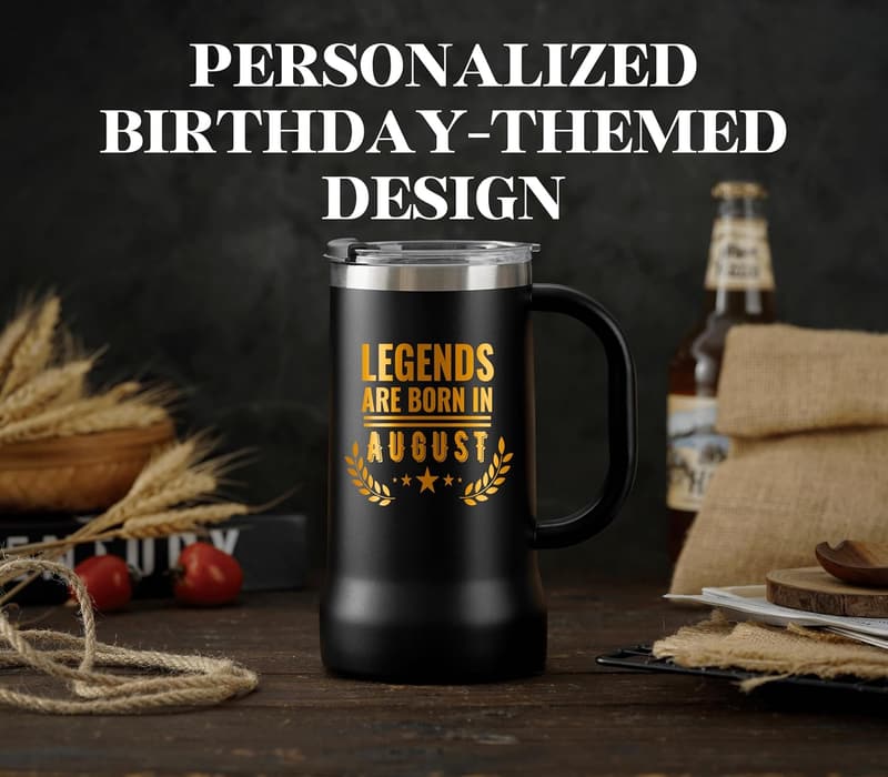 May Birthday Mug for Men, 24 oz Travel Stein