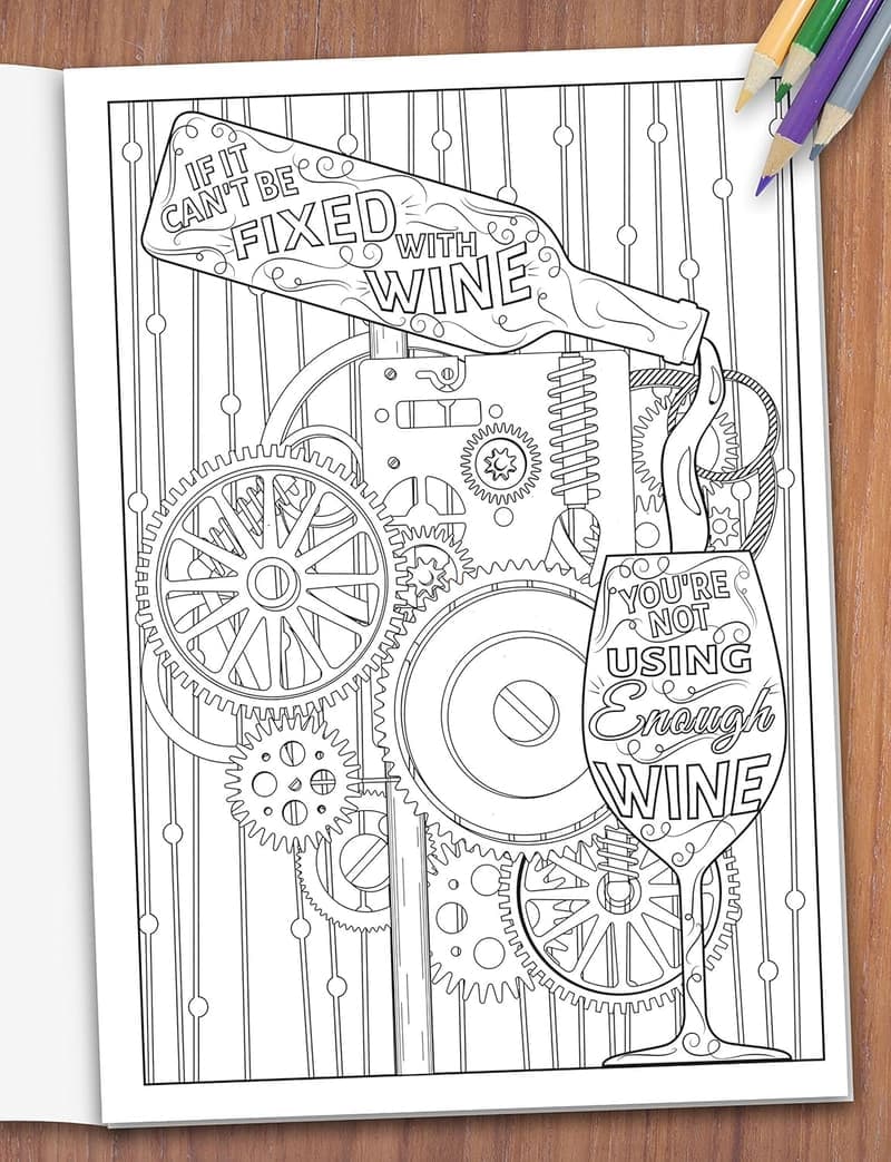 White Elephant Adult Coloring Book with Pencils