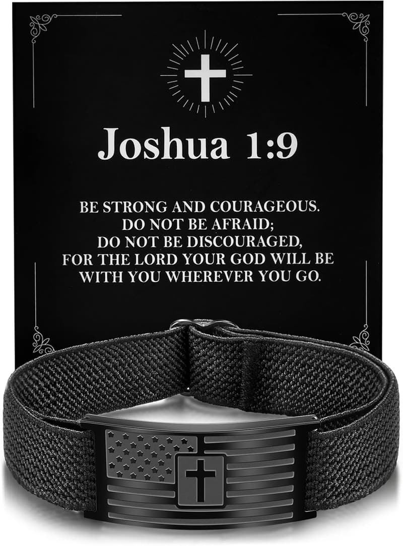 Christian Cross Bracelet, Bible Verse, Adjustable for Men