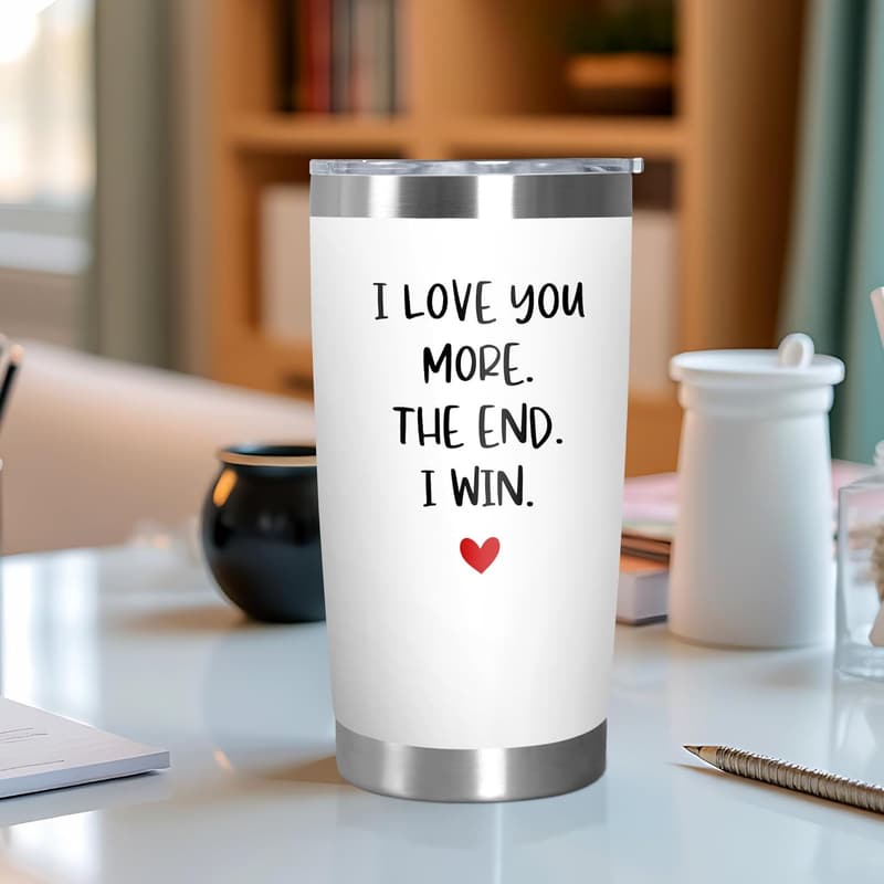 Anniversary White Steel Insulated Tumbler, 20 Oz