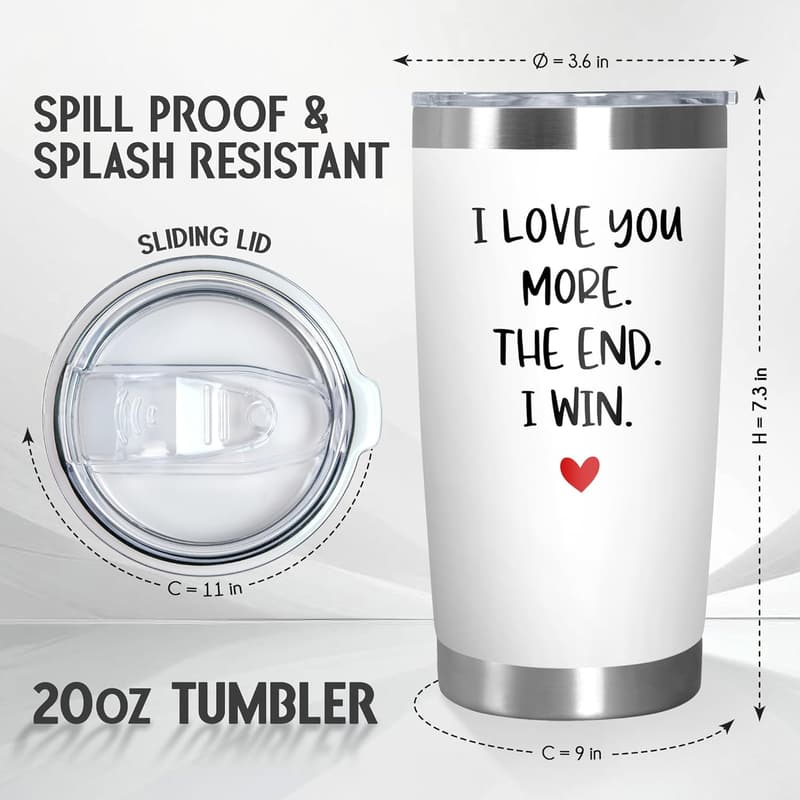 Anniversary White Steel Insulated Tumbler, 20 Oz
